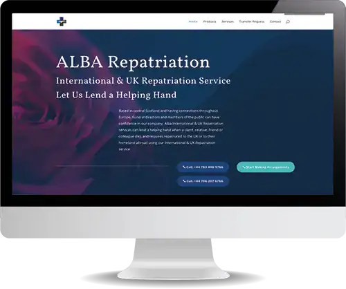 Alba Repatriation website mockup