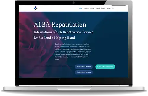Alba Repatriation website mockup
