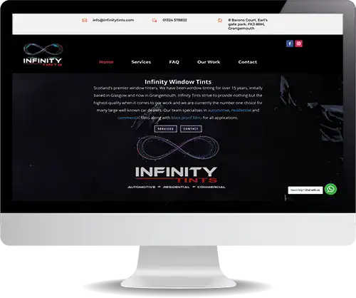 Infinity Tints website mockup