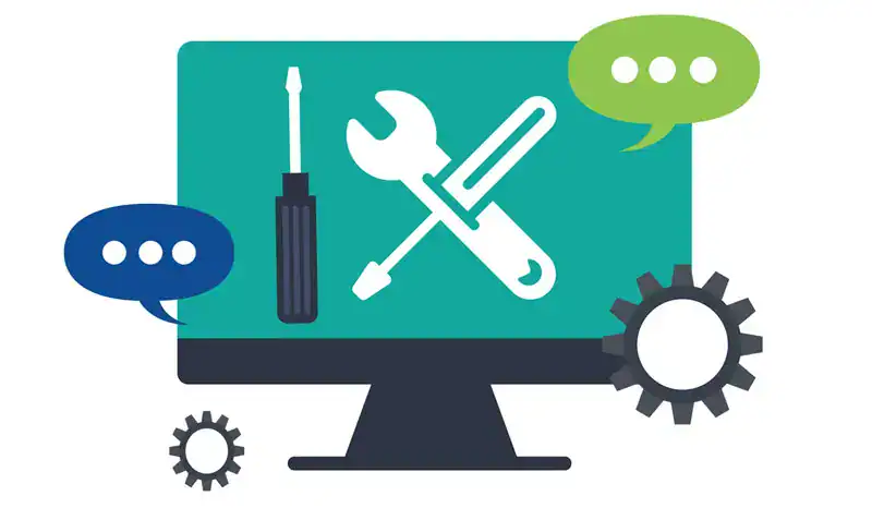 Illustration of a monitor with maintenance tools